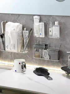 Wall Mounted Tissue Holder No Drilling Bathroom Organizer Box Kitchen Cloth Towel Rack Paste Storage Laci