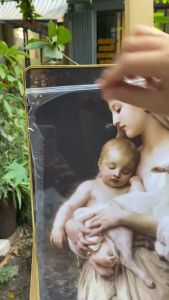 Tranh Công giáo - Tranh Gia đình thánh gia mẫu 02 chất liệu in gỗ tráng gương bọc viền treo tường trang trí nhà cửa nhà thờ làm quà tặng