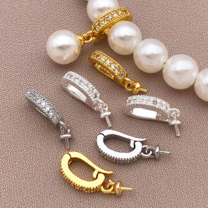 3/5/9pcs/lot 18K Real Gold Plated Brass with Zircon Bailes For JewelryBails For Pendant with Open Ring Findings DIY Necklace