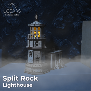 Ugears Split Rock Lighthouse 3D Mechanical Model Wooden Puzzle DIY Kits for Adult Kids Birthday Present Toys Christmas Xmas Gift
