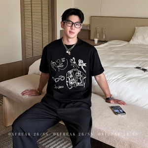 OXFREAK | Abstract Print Loose Comfortable Cotton T-Shirt