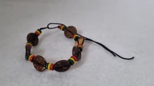 สร้อยข้อมือ กำไลข้อมือ ไม้ กะลา กะลามะพร้าว สไตล์ เรกเก้ Reggae ผู้หญิง ผู้ชาย เครื่องประดับหญิง ชาย ปรับความยาวสั้นได้ Handmade Cuff