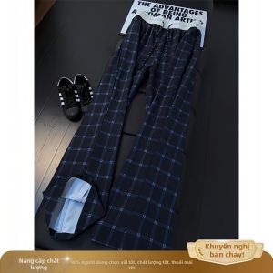 ZHUOCAN | Quần Nam Vintage Đùi Thẳng Kiểu Ô Cờ Hút Ẩm