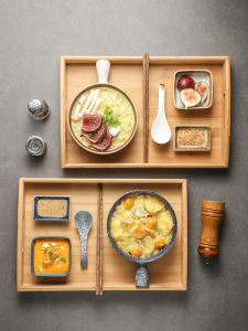 ชุดเครื่องครัวเซรามิกสไตล์ญี่ปุ่น ชุดจานสี่มือ ชุดชาม ชุดช้อน พร้อมพิมพ์ลายหิน ชุดจานอบเนื้อวัว เซตของขวัญ 5 ชิ้น