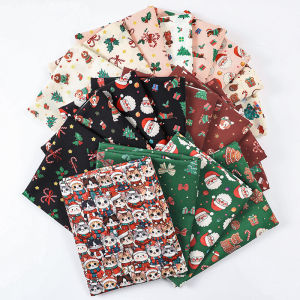 0.5m/1m/5m Cartoon Christmas Snowman Printed Fabric for Tablecloths Sofa Cover Apron Curtains Christmas Decorative Fabrics