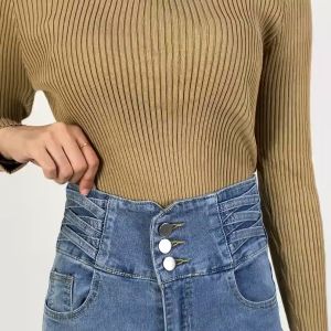 Celana Skinny Jeans Stretch Highwaist Wanita Model Tali Silang Samping Fashion / Denim Ngaret Celana Panjang HW Cewek Pinggang Tinggi Jeans 3 Kancing SM P559