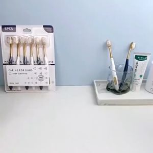 6pcs Toothbrush Set Soft Bristle Toothbrush with Broad Head for Gum Protection Oral Deep Cleaning