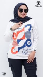 KAOS ZOLAQU TERBARU 2024 PAKAIAN WANITA LENGAN PANJANG ATASAN JUMBO OFFICIAL STORE AGEN RESMI PUTIH