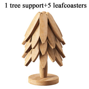 XMSJ | Creative Wooden Tree Folding Trivet Stand Heat Resistant Pot Mat Decorative Anti Scald Hot Pads Coaster For Dining Table Kitchen