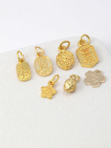 Audiomack Color Retention Matte Gold Lucky Oval Pendant Bracelet Necklace DIY Jewelry Accessories Alloy Material Fashionable