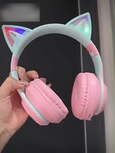 Cute Cat Ear Bluetooth Headphones with RGB Light | Wireless Over-Ear Headset for Kids & Girls | Perfect Gift Idea