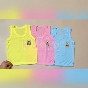 KAMADA 3 Pcs Kaos Oblong Singlet Bayi Perempuan & Laki Laki Newborn - 3 Tahun Model Salur LICE (KMD08)