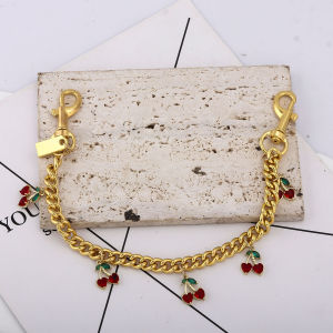 Cherry Chain Bag Charm Keychain For Women Gold Plated Y2K Aesthetic Purse Pendant Cute Fruit Accessory For DIY Decoration