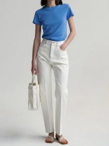 Bhuai Fresh Fit Slim Looking Pima Cotton Easiest for Match T-shirt Short Sleeve Korean Simple Casual round Neck Solid Color Top