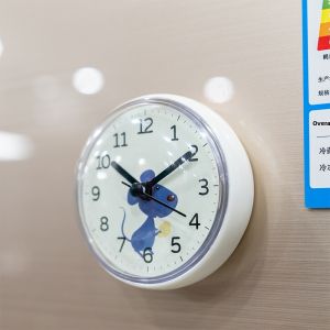 Creative Suction Cup Clock Waterproof Bathroom Kitchen Refrigerator Wall Sticker Clock Glass Material Toilet Decorative Hour Clock
