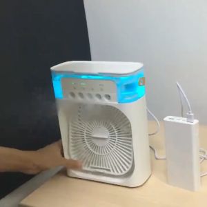 4 in 1 Air Cooler Portable Aircon USB Fan Desk Mini Electric Cooling Fan With Ice Box Humidifier Air Purifier 7 Colors LED Light Car Misting Fan