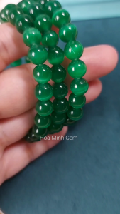 Vòng tay phong thủy đá Mắt Mèo xanh lá cây size hạt 7.7 li hợp mệnh Mộc Hỏa | Hoa Minh Gem