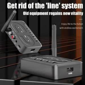 MultiFunction Bluetooth 6.0 Audio Receiver Adapter Stereo Sound 3.5mm AUX RCA Output Play Handsfree Mic For Car Home Speaker Amp
