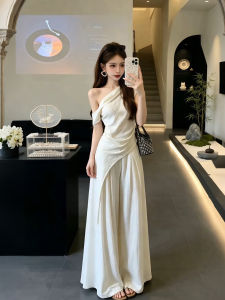XUECAIQI | Relaxed and Casual Shoulder-off Top with Wide-leg Pants Set