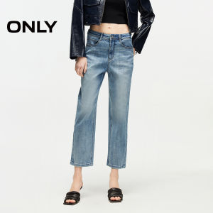 Spring New High Waist Slimming Rhinestone Straight Leg Jeans Nine Pockets Womens Casual Cotton Blend Stretch Denim Skinnies