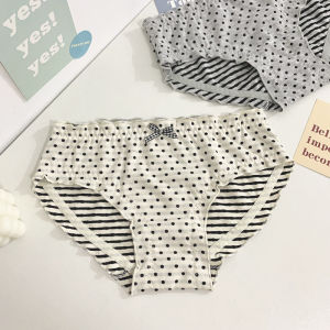 Twenty One Polka Dot Young Adult ~ Basic Style Simple and Soft Breathable Pure Cotton Medium Low Waist Briefs Underwear for Women