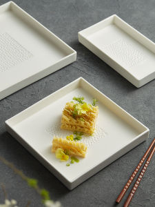 African Night Square Western Dinner Plate Luxury White Sushi Dish Hotel Dining Utensils Japanese Hot Pot Restaurant Plate