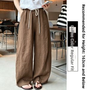 YISOF | Breathable Lightweight High-Waist Flattering Drape Linen Pants for Petite Women