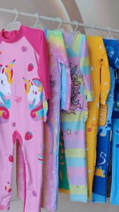 1pc Kids Swimsuit Long Sleeve Rashguard Unicorn Dinosaur Design DriFit Swimwear for Boys and Girls