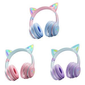 [UEB AUTO]Wireless Headphones Cute Cat Ear Headphones Support Wireless Or 3.5mm Wired Mode for Children Girls School Gifts Travel