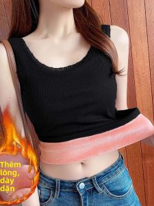 chaqi | Áo vest lót lông cừu dày ấm áp cho nữ Áo khoác ngoài mùa thu đông ôm vừa vặn Áo lót màu trơn dài vừa phải Chất liệu khác 100%