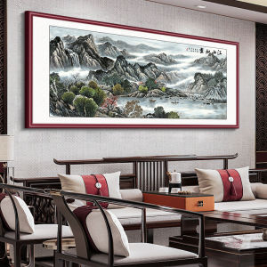 New Chinese Style Office Wall Art Landscape Painting Living Room Sofa Background Decorative Picture Single Large Size Atmosphere