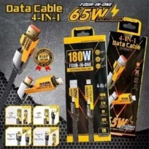 KABEL DATA FAST CHARGING 4IN1 180W USB Type A Type C iOS MULTIPLE CHARGING 27W + 65W METAL DATA CABLE FAST CHARGING