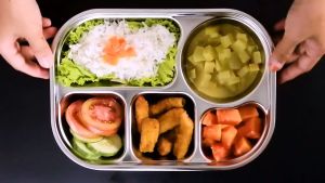 COCONI Premium Stainless Plate Food Tray with Lid | Piring Makan Anak Stainless Food Grade