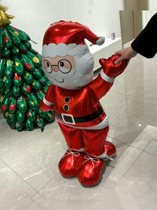 60 inch standing and waving Santa Claus balloons Christmas shopping mall decor 2025 Year Party