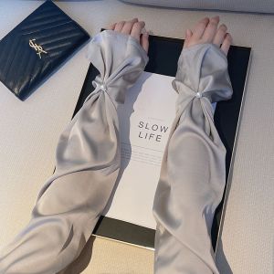 XUANXUAN | New 2025 Womens Fashionable Silk Pearl Sunshade Sleeve Covers Driving Arm Protector Gloves Elegant Polyester Youth Adult Ladies