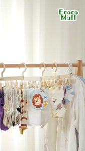 Giá phơi quần áo tất vớ đồ lót 8 kẹp ECOCO chống hằn vải thế hệ mới thiết kế 2in1 móc dài và ngắn hợp mọi không gian