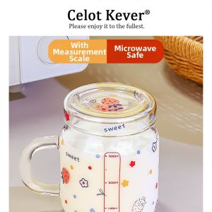 Graduated Lid Microwave-safe Glass Milk Cup
