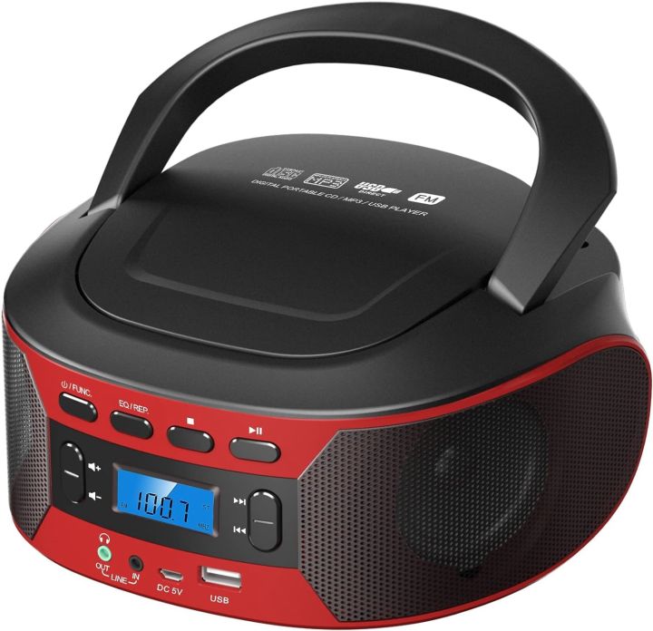 Portable CD Player Boombox with Bluetooth, FM Radio with CD Player