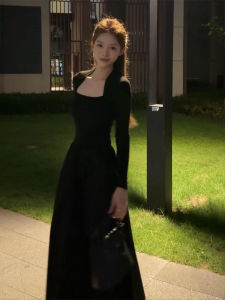 SUHUIQIAN | Hepburn Style Waist-Cinching Long Sleeve Dress For Winter