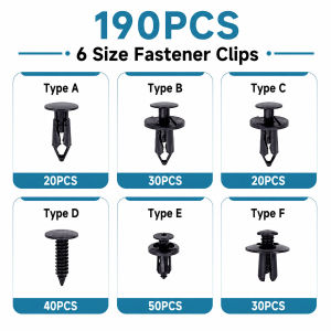 Lanke 190PCS 6 Sizes Automotive Push Pin Clips Car Trim Fastener Assortment Kit for Car Bumper Fender Door Trim Panel Repair