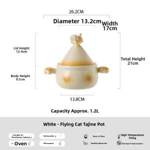 ZEROKY CLAN | Heat-Insulating Cat Paw Shaped Double Ear Ceramic Clay Pot for Stove Cooking