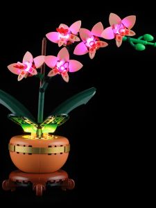 Elegant Blue LED Light Lampshade Plant Pot Ornament Assembly Toy Block Compatible with Lego YB Family Interactive Wooden Blocks