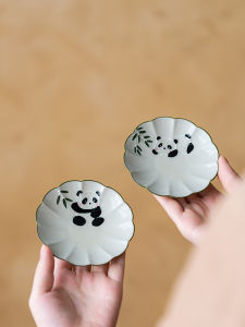 Hand-Painted Ceramic Fruit Dish Tray Chinese Zen Style Tea Snack Plate Premium Quality Pastry Tray Dim Sum Plate Cup Mat