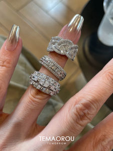 Elegant Vintage Diamond Ring Heavy Work Stackable Flashy Luxury Fashionable Index Finger Ring High End Elegant Alloy Ring