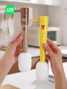 Line Friends ของแท้ 100% แปรงทำความสะอาดแก้วอเนกประสงค์ หลอดดูดน้ำ แก้วน้ำ ด้ามยาว แปรงทำความสะอาดแก้ว ขวด หัวแปรงฟองน้ำนุ่ม ขจัดคราบฝังแน่น LFB221