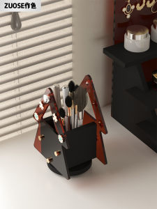 Hộp Đựng Chổi Trang Điểm Acrylic Xoay Đồ Trang Điểm Đài Bàn Bộ Chổi Trang Điểm Chổi Kẻ Mắt Chổi Phấn Nền Chổi Tô Má Hộp Đựng Mỹ Phẩm