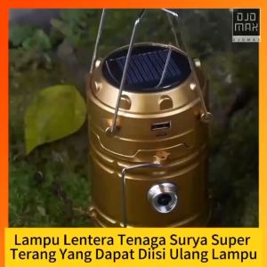 DJDMax Lampu Lentera Tenaga Surya Super Terang Yang Dapat Diisi Ulang Lampu Tenda Kemah Luar Ruangan Lampu Gantung Pasar Malam Lampu Darurat Penerangan Kamp