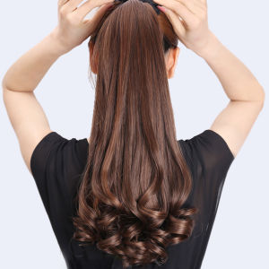 Mái Tóc Giả Đuôi Ngựa Xoăn Tổng Hợp Tự Nhiên Dài 18-23 Inch Dành Cho Nữ Kiểu Quấn Quanh Dùng Hàng Ngày