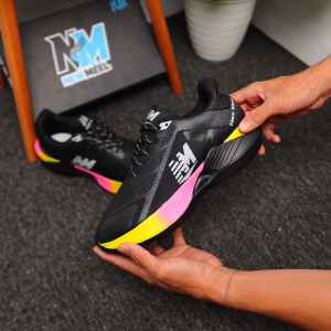 NEWMEEL Sepatu Running Pria Wanita 2.0 Hitam Lari Joging Runing