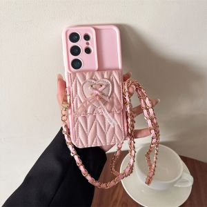 Crossbody Card Holder Wallet Quilted PU Leather Phone Case For Samsung Galaxy S26 Ultra S25 S24 S23 FE S22 Plus Note 20 A17 A16